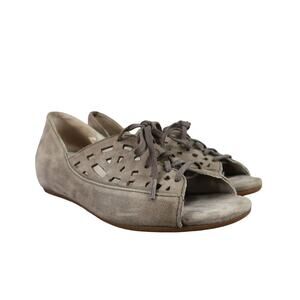 Ziera Shoes Women 36 Sandal Loafer Fashion Leather Comfort Lace Up Open Toe Grey